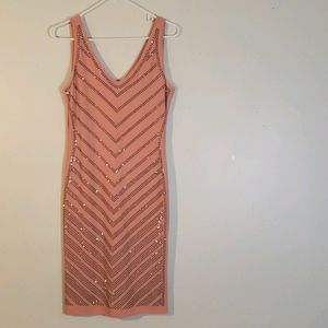 Carmen by Marc Valvo Peach and Pewter Dress